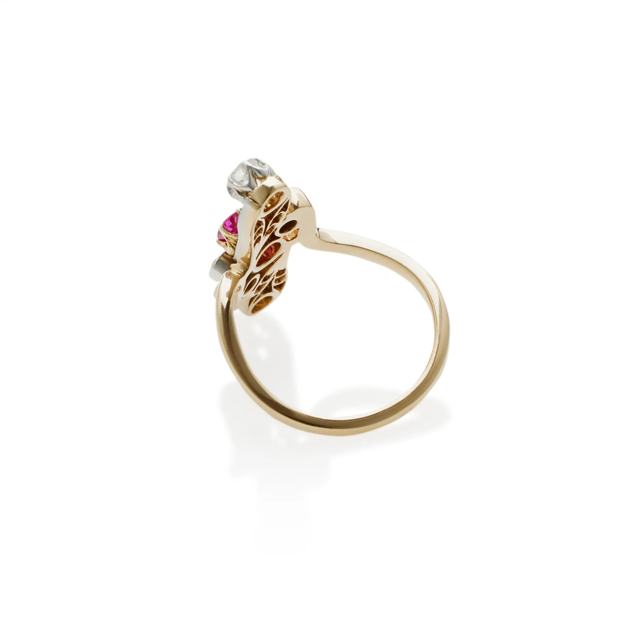 A French Ruby and Diamond Ring