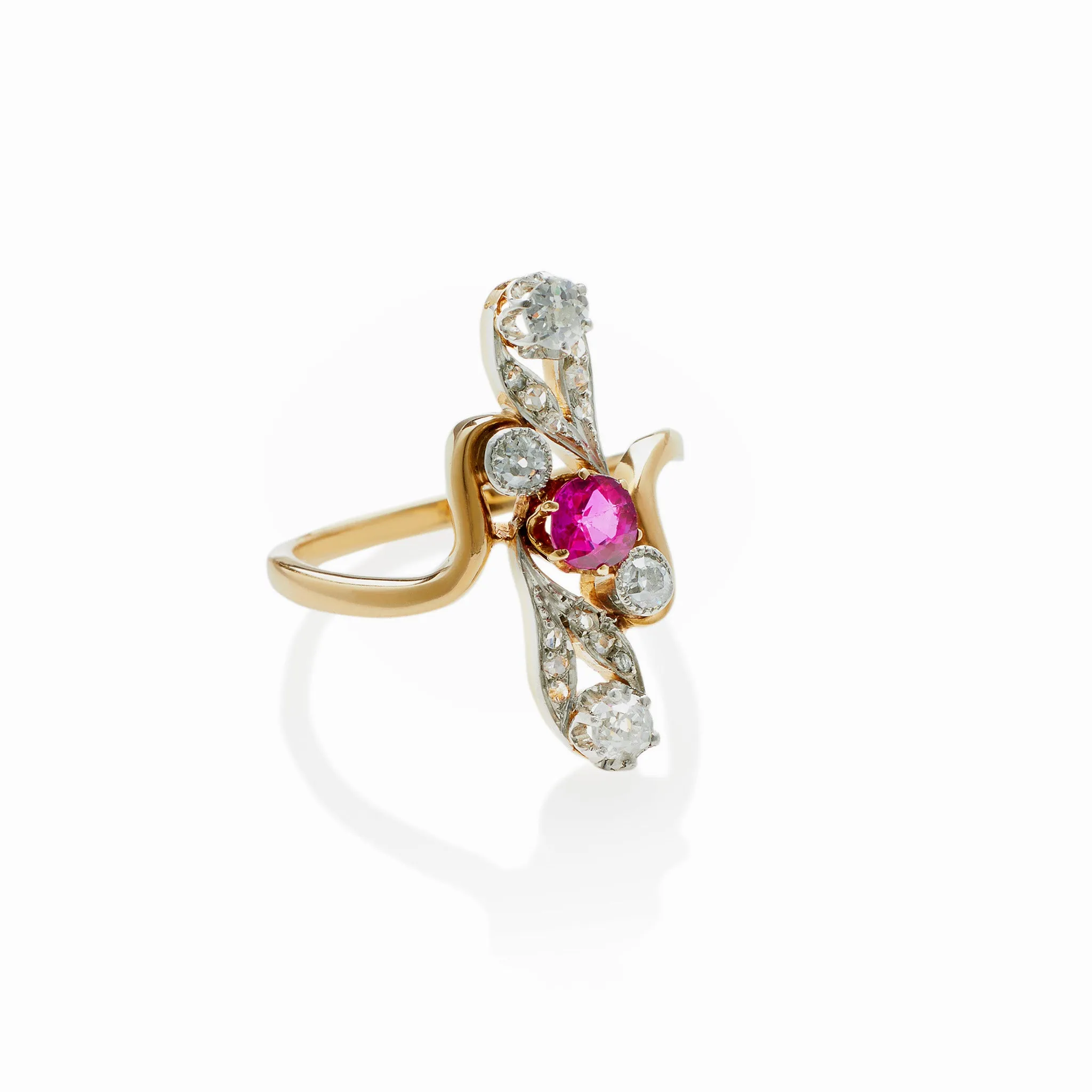 A French Ruby and Diamond Ring