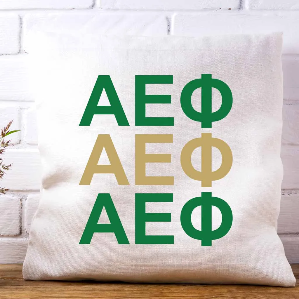 Alpha Epsilon Phi Throw Pillow Cover with Greek Letters