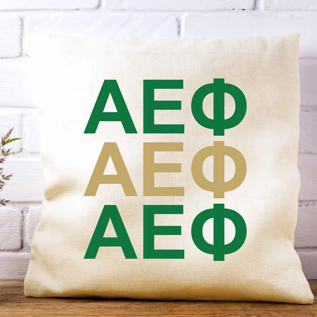 Alpha Epsilon Phi Throw Pillow Cover with Greek Letters