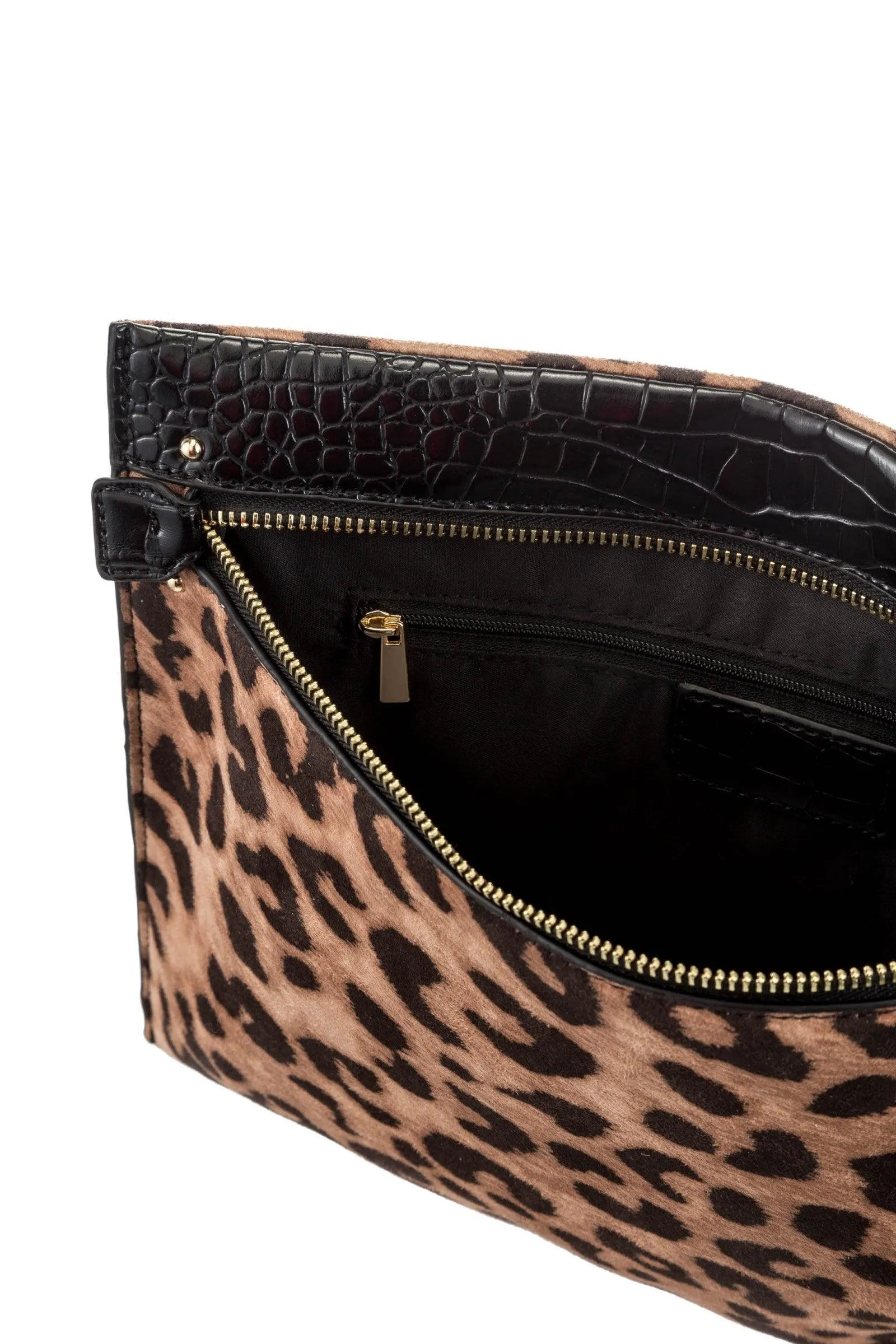 Animal Print Zip Clutch / Crossbody