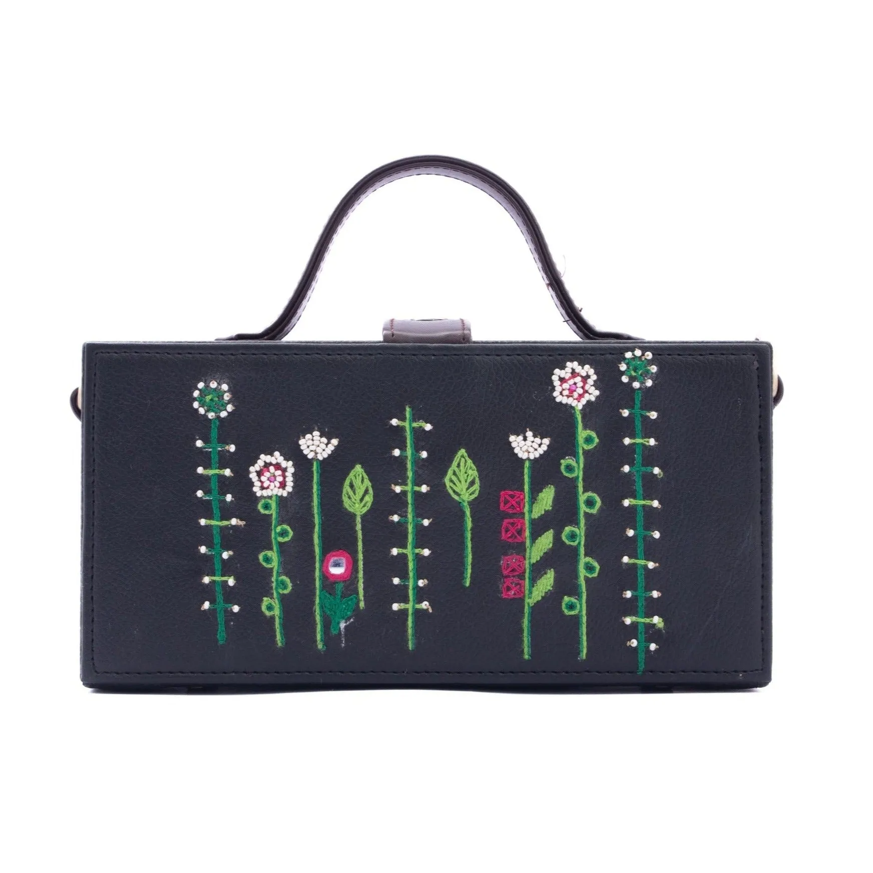 Baagecha hand embroidered vegan leather clutch bag for women