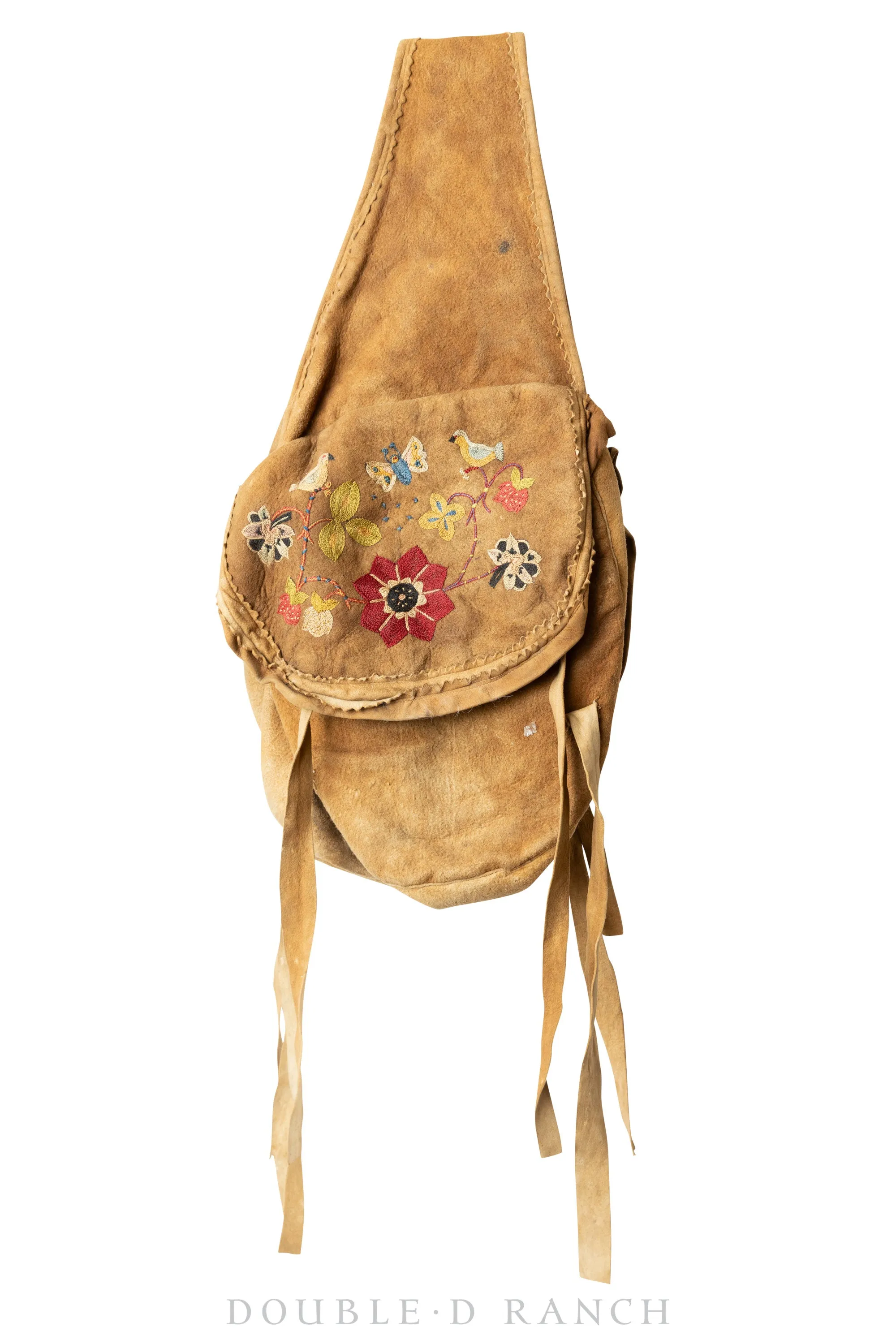 Bag, Saddlebag, Leather with Silk Embroidery, Metis Cree, Provenance, Early 20th Century, 1136