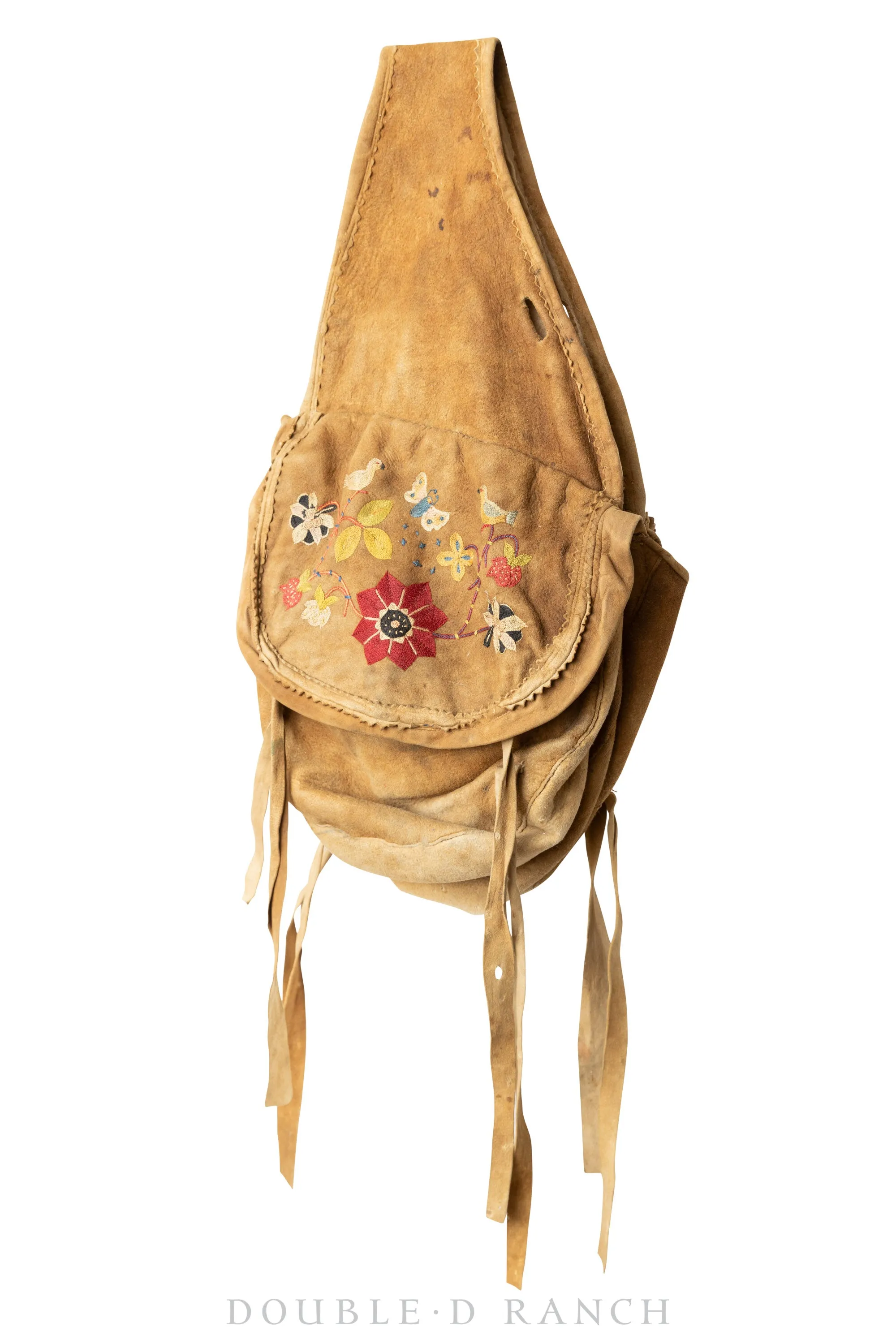 Bag, Saddlebag, Leather with Silk Embroidery, Metis Cree, Provenance, Early 20th Century, 1136