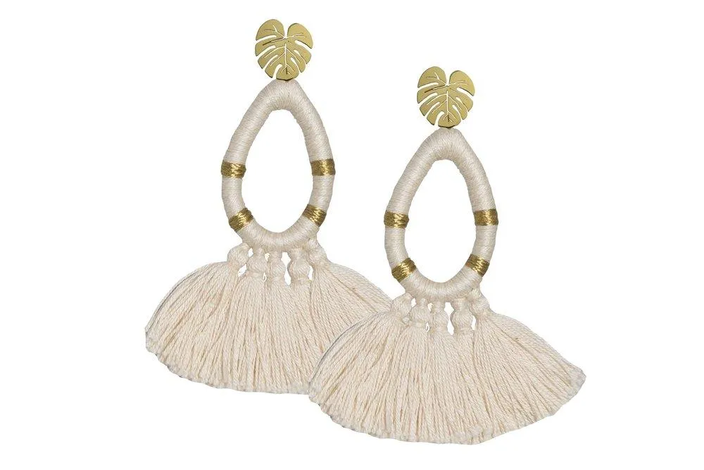 Beige Heliconia Earrings