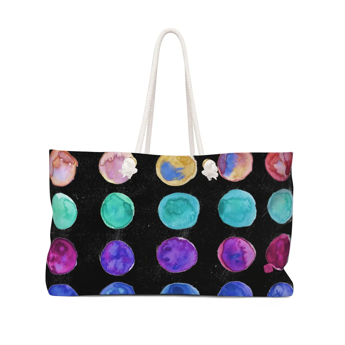 Black Polka Dots Weekender Bag, Designer Colorful Polka Dots 24"x13" Oversize Tote Bag