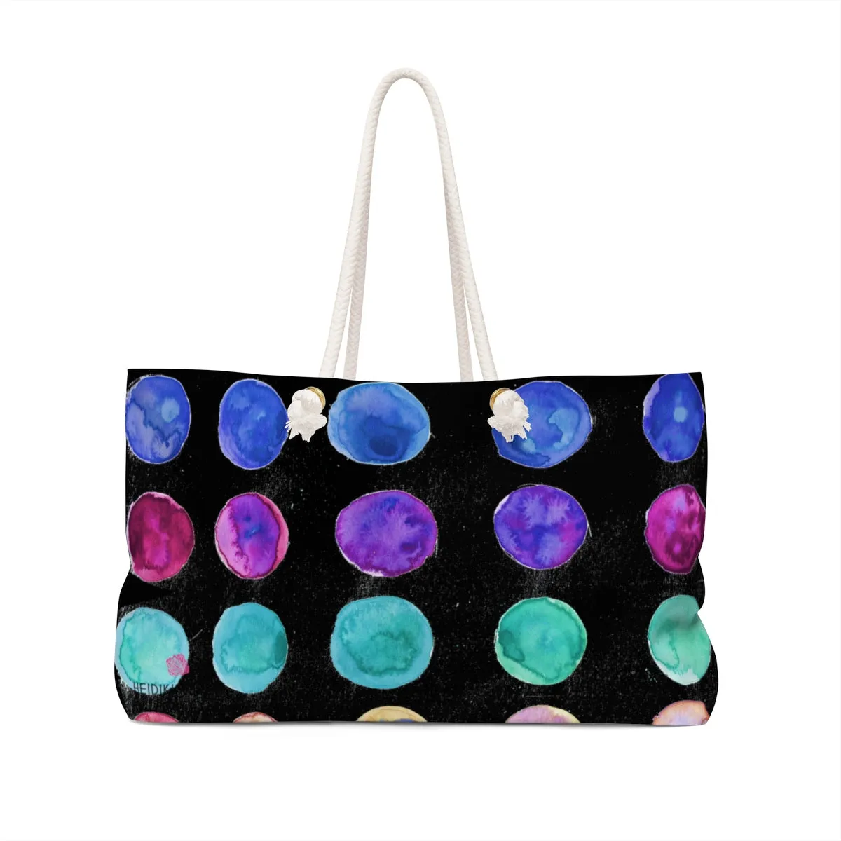 Black Polka Dots Weekender Bag, Designer Colorful Polka Dots 24"x13" Oversize Tote Bag