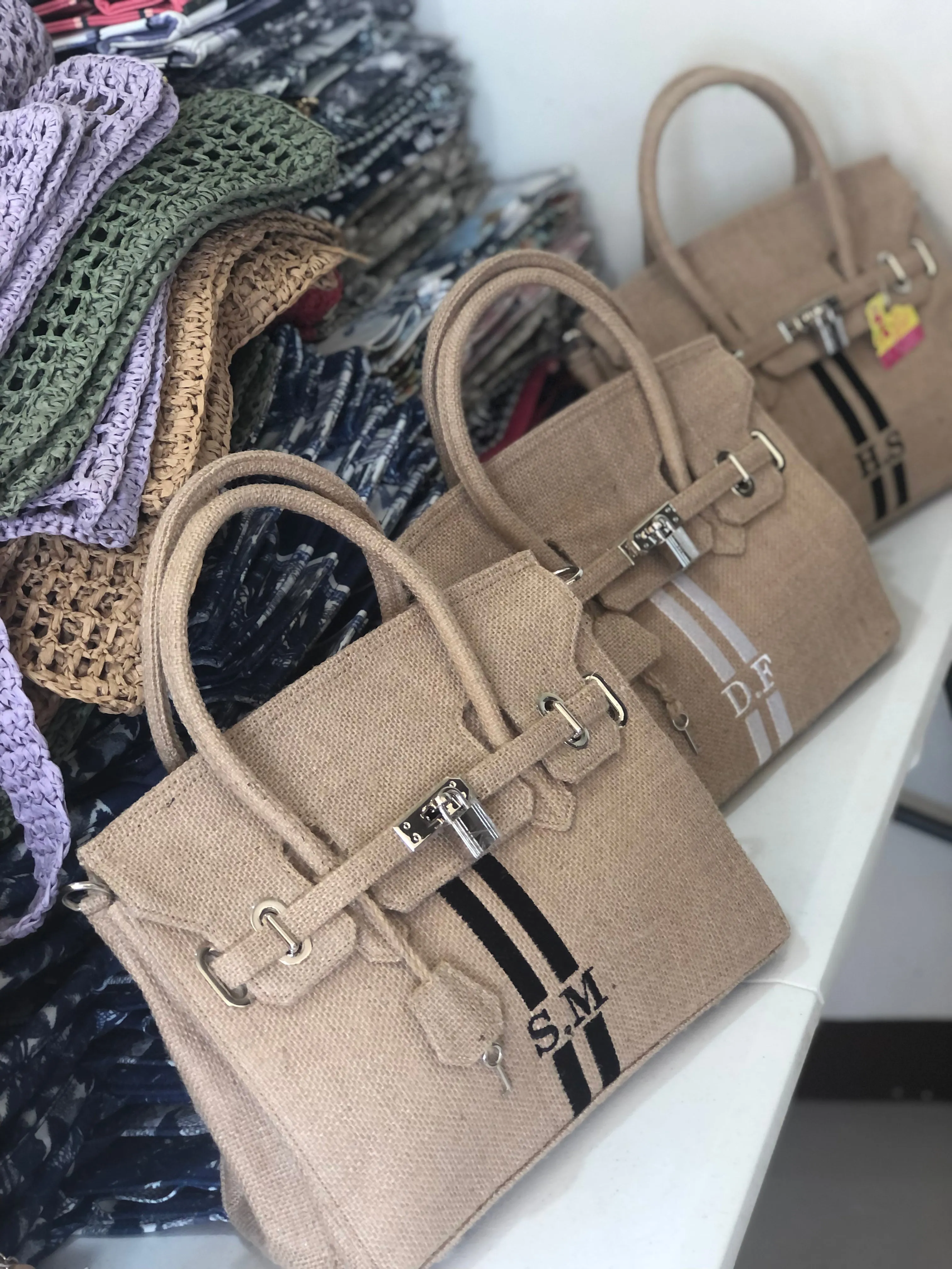 Burlap Birkin Striped