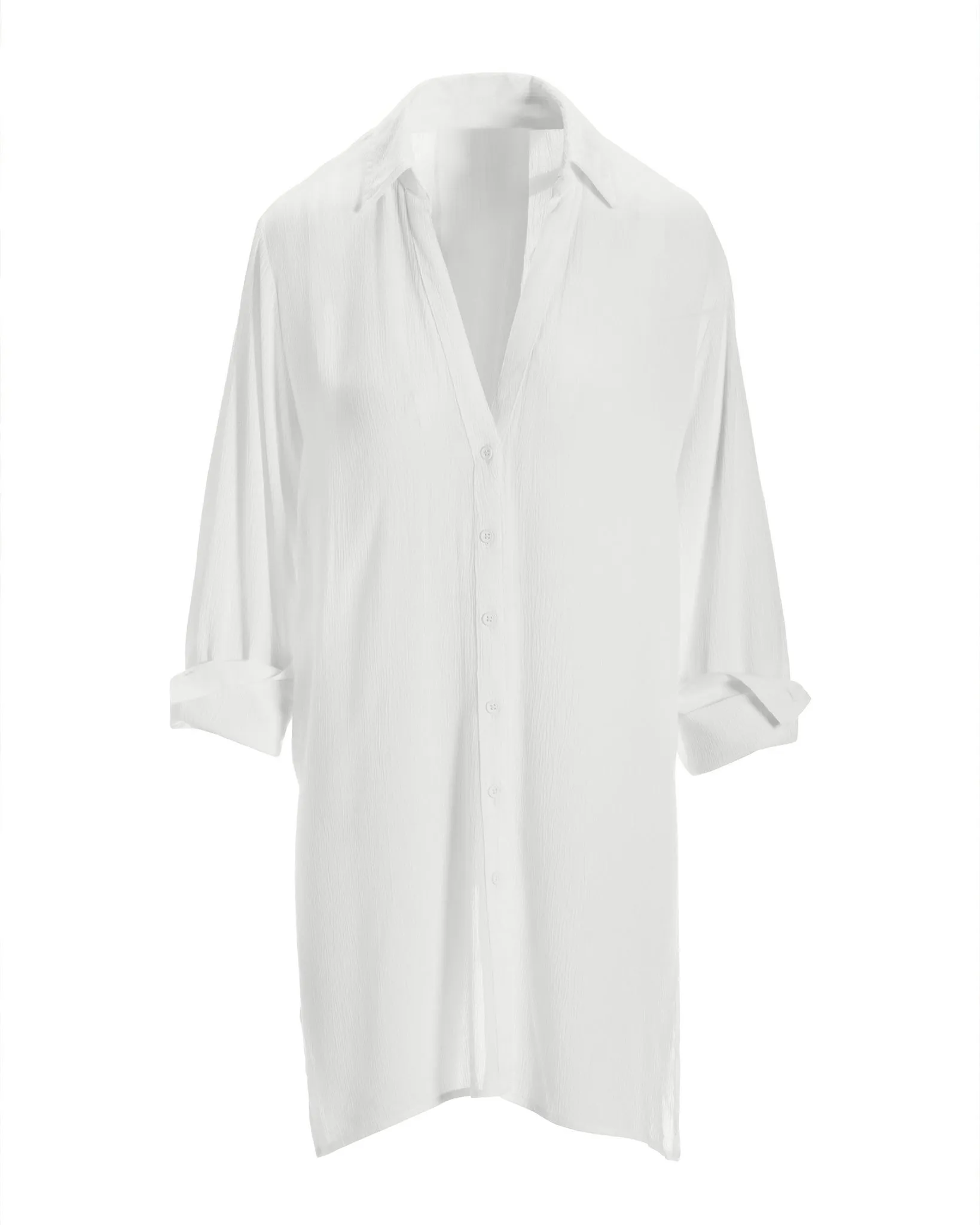 Button Up Versatile Shirt Cover Up White