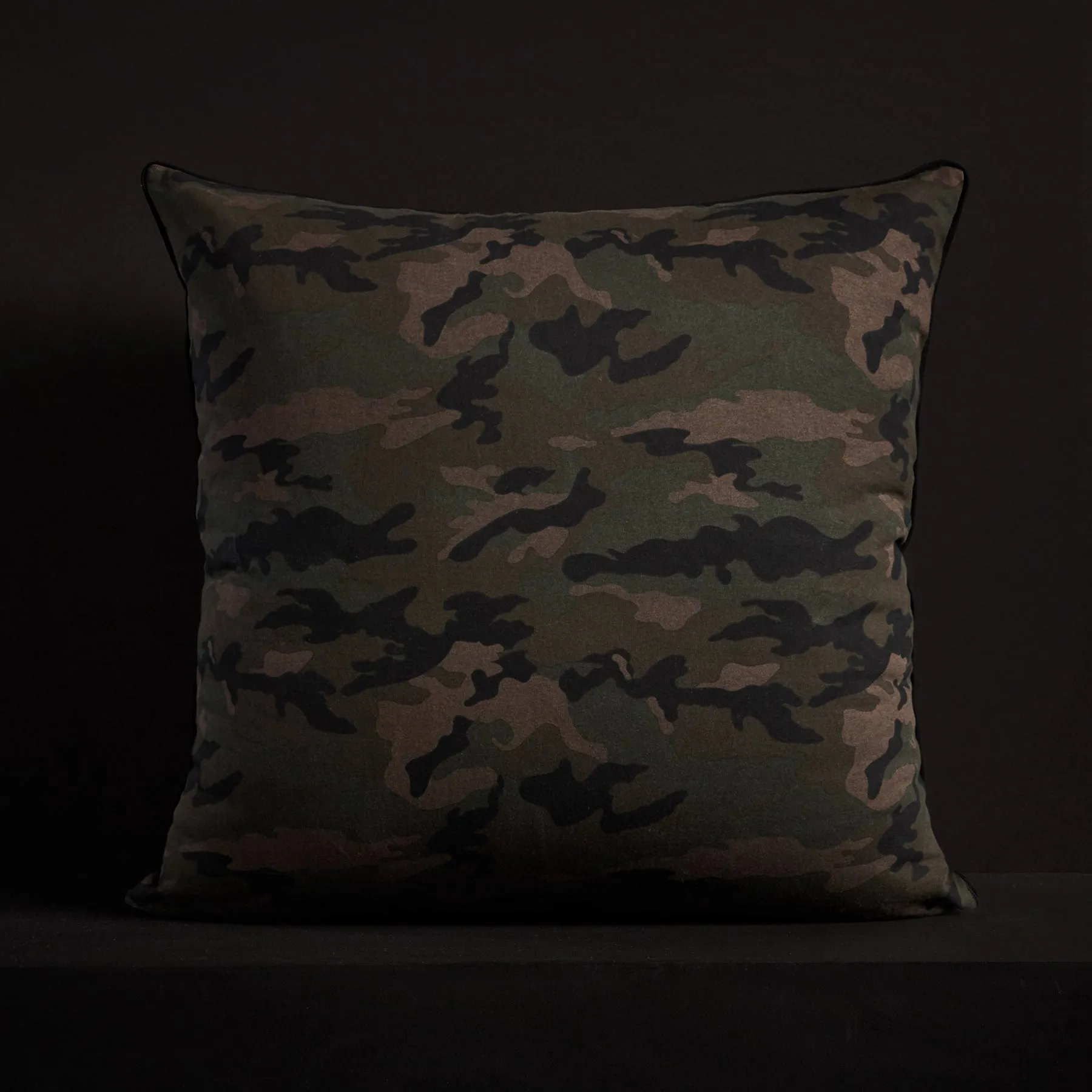 Camo Throw Pillow With Piping - Forest Camo