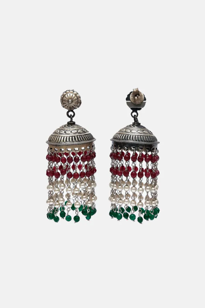 Chandelier Looking Multi Coloured Pearl Jhumkis