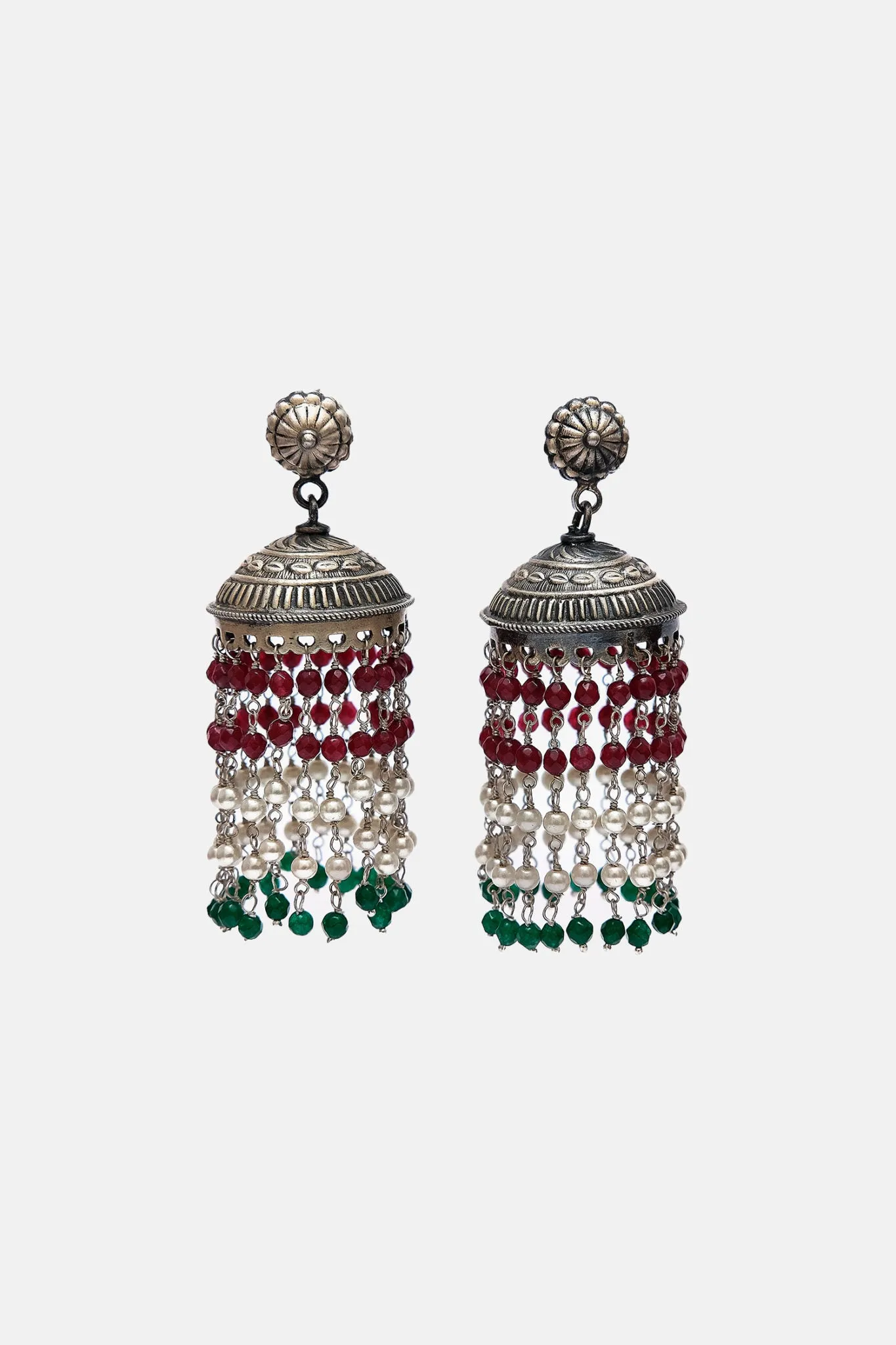 Chandelier Looking Multi Coloured Pearl Jhumkis