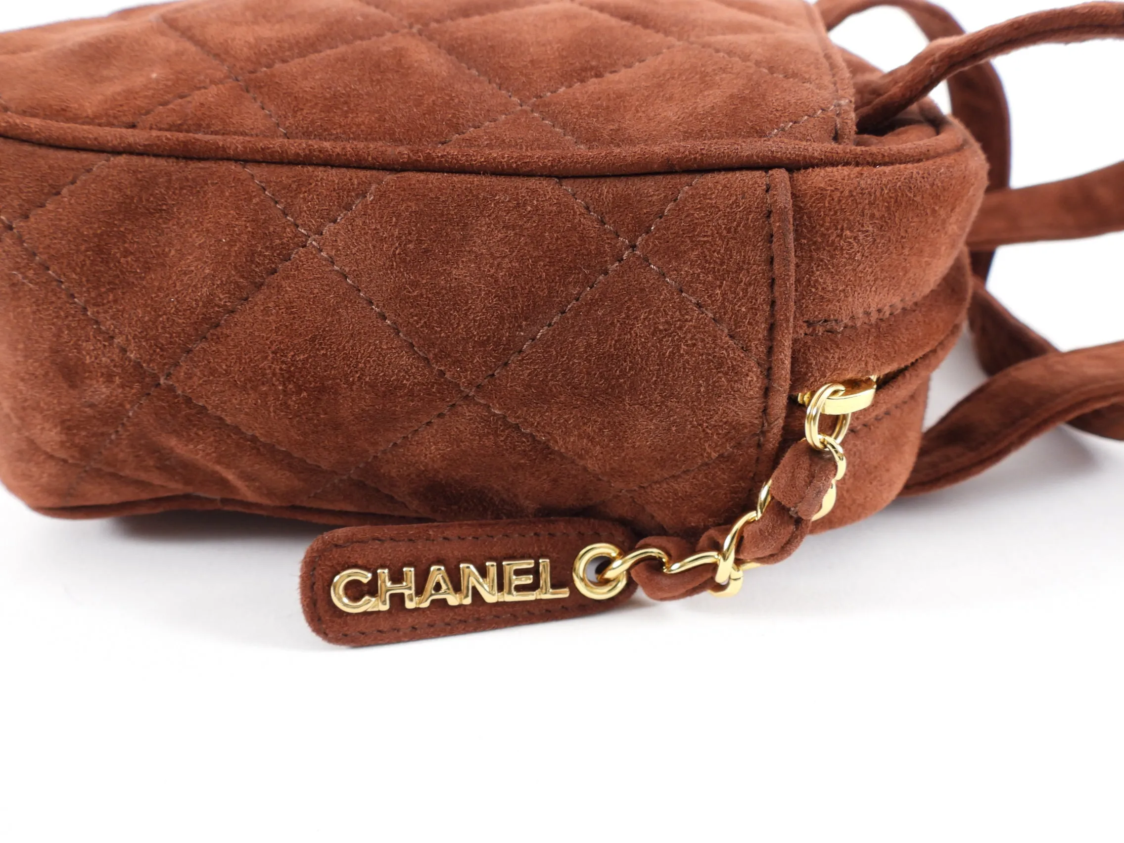 Chanel Vintage 1996-1997 Brown Suede CC Top Handle Bag