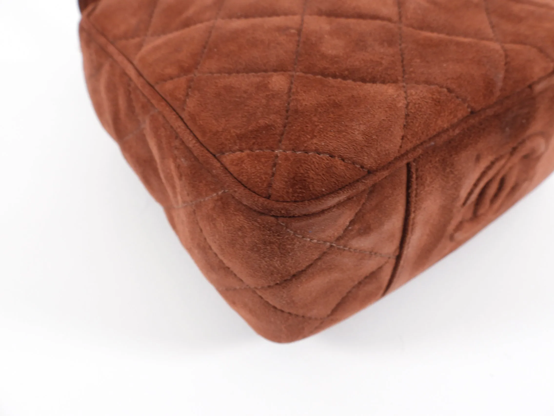 Chanel Vintage 1996-1997 Brown Suede CC Top Handle Bag