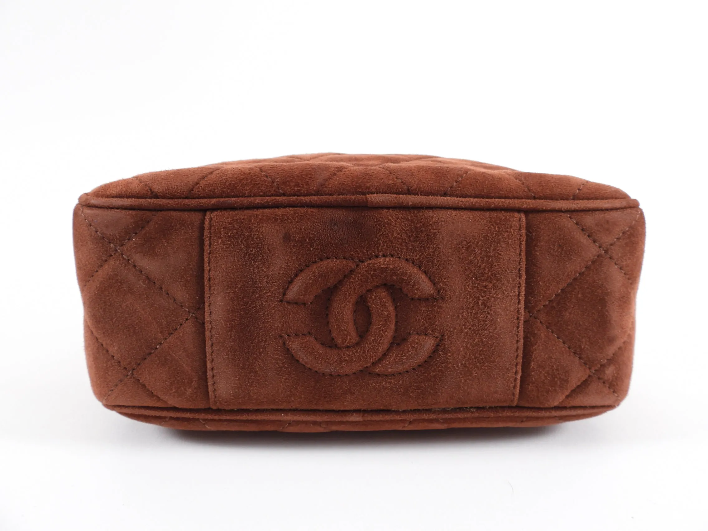 Chanel Vintage 1996-1997 Brown Suede CC Top Handle Bag