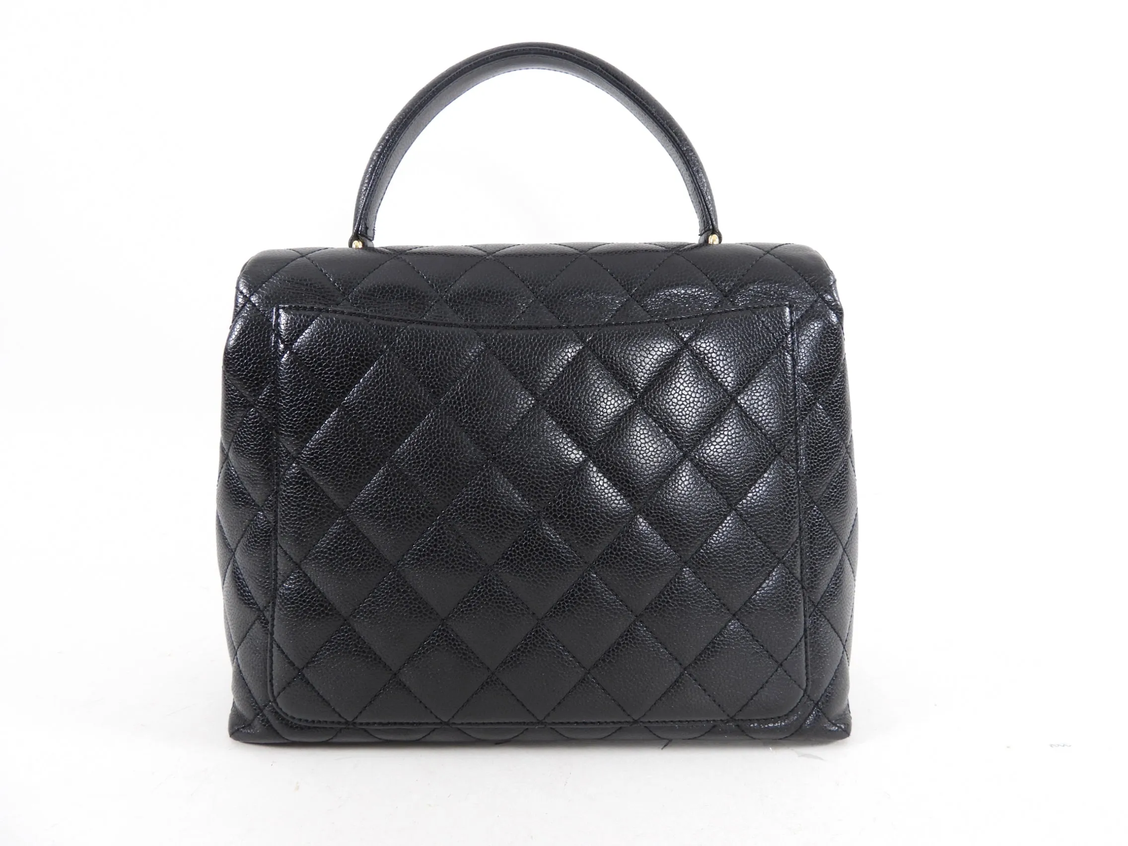 Chanel Vintage 2000-2002 Top Handle Black Caviar Kelly Bag