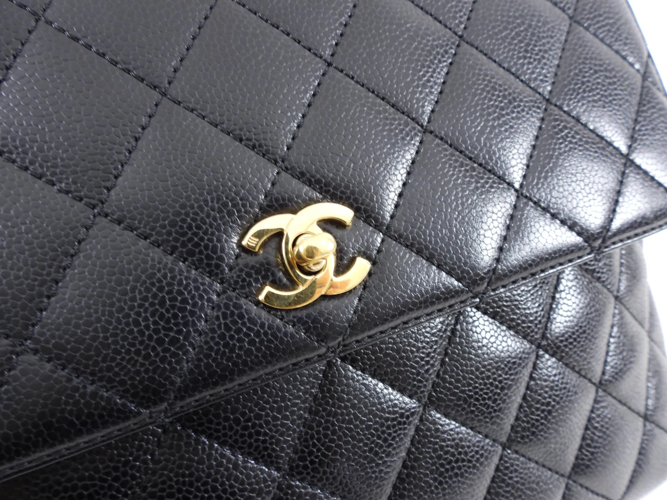 Chanel Vintage 2000-2002 Top Handle Black Caviar Kelly Bag