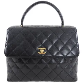 Chanel Vintage 2000-2002 Top Handle Black Caviar Kelly Bag