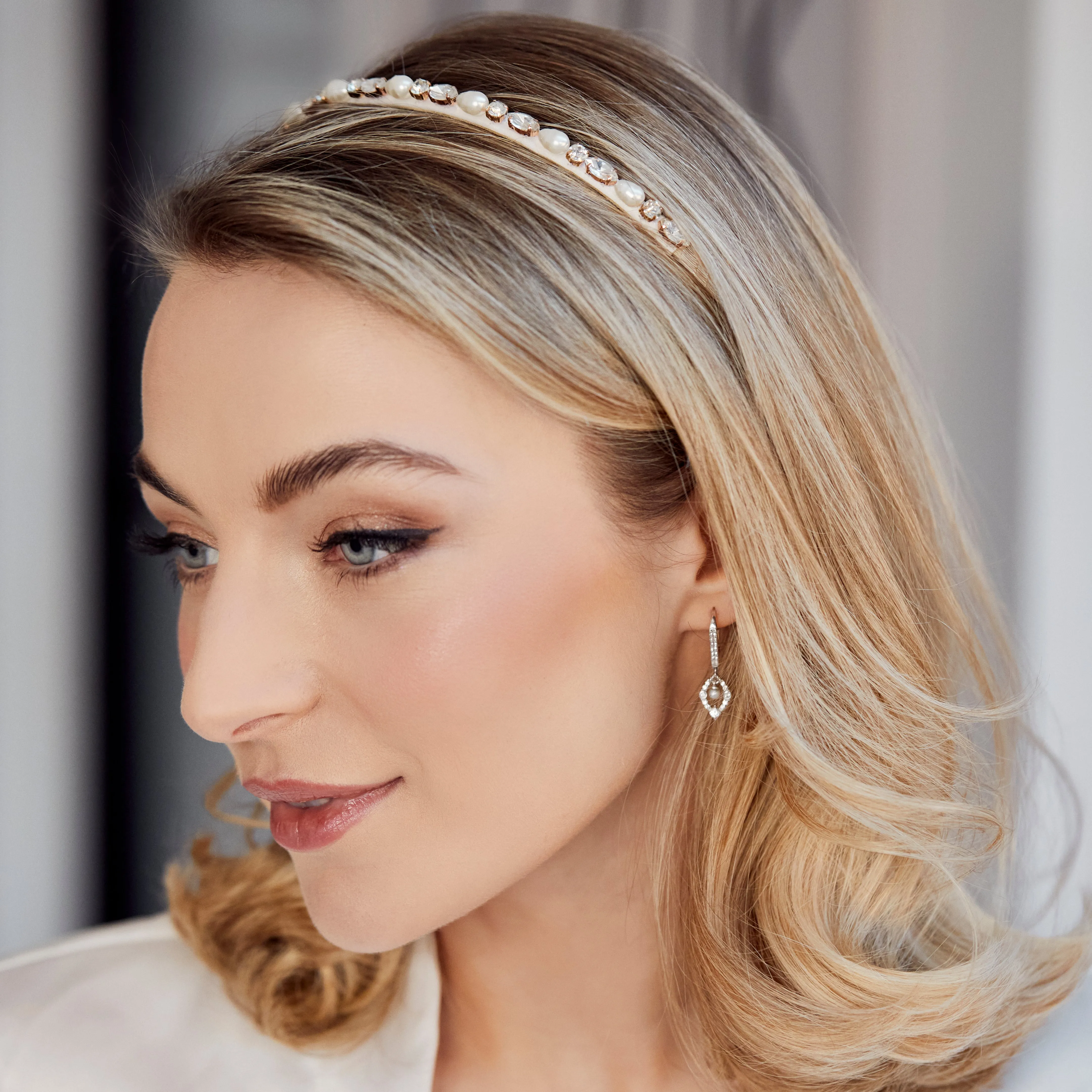 Chloe Pearl and Crystal Slim Headband