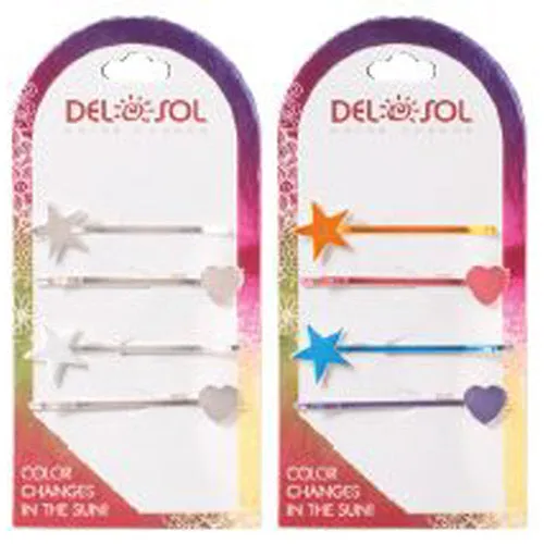 Color Changing Hearts and Stars Metal Hair Pins