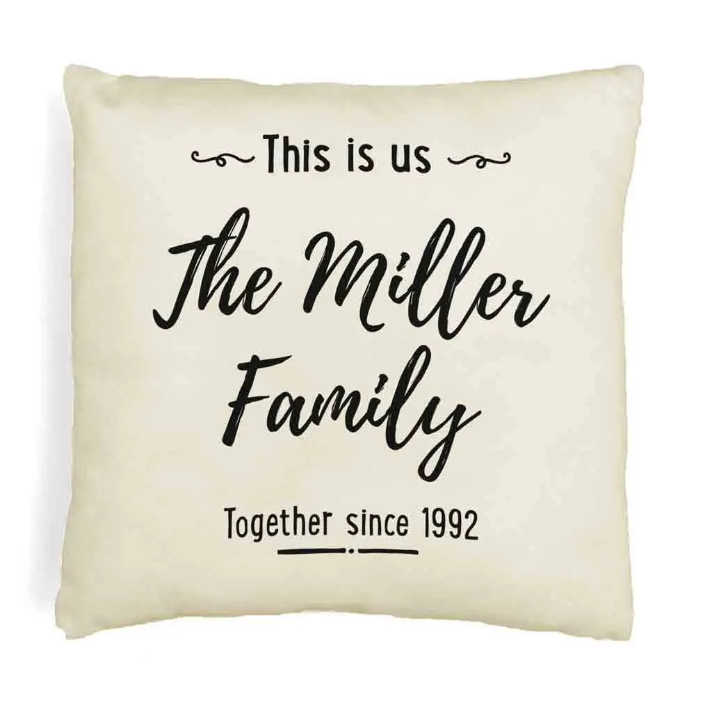 Custom Printed Accent Pillow Cover with Name(s) and Date