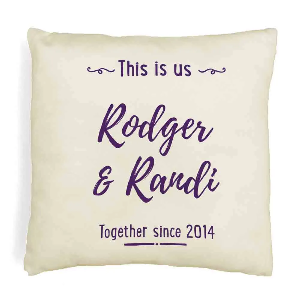 Custom Printed Accent Pillow Cover with Name(s) and Date