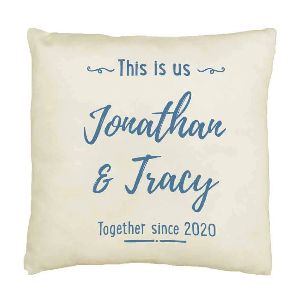 Custom Printed Accent Pillow Cover with Name(s) and Date