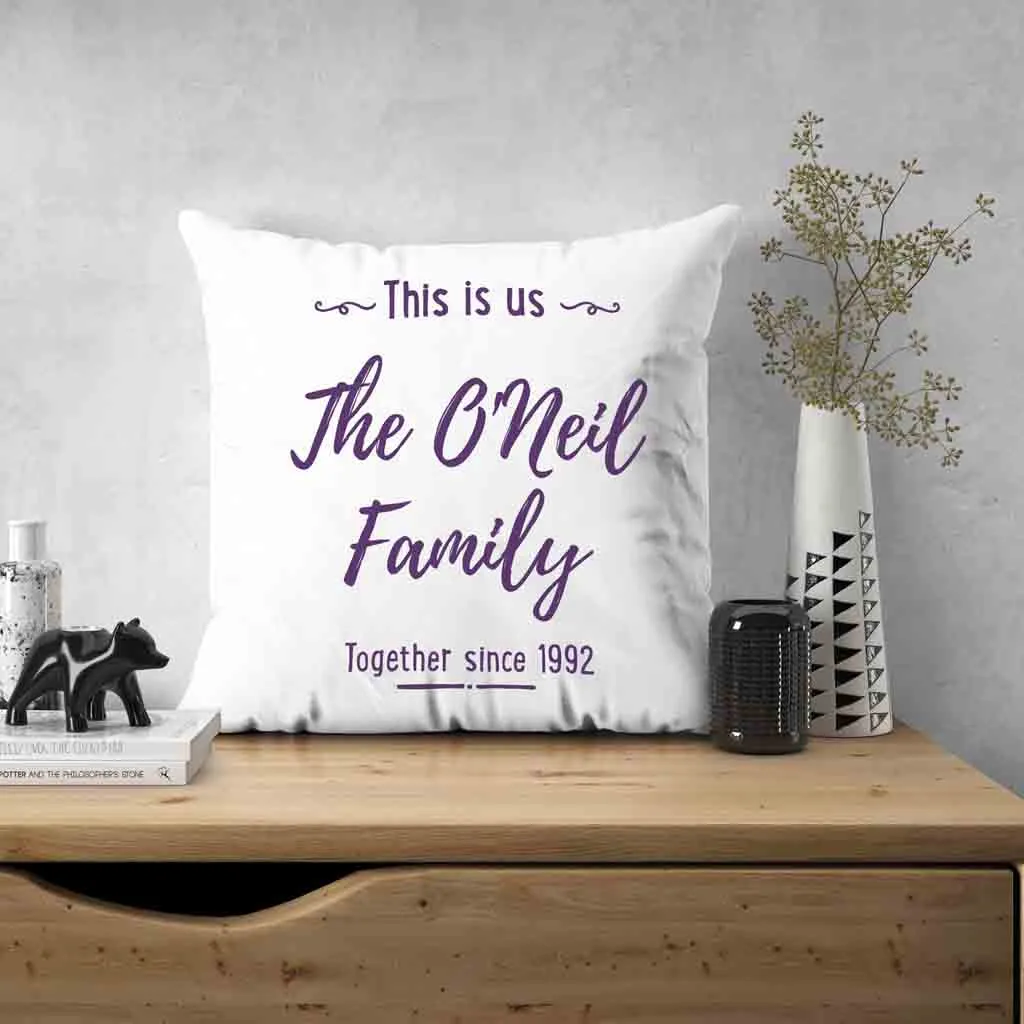 Custom Printed Accent Pillow Cover with Name(s) and Date