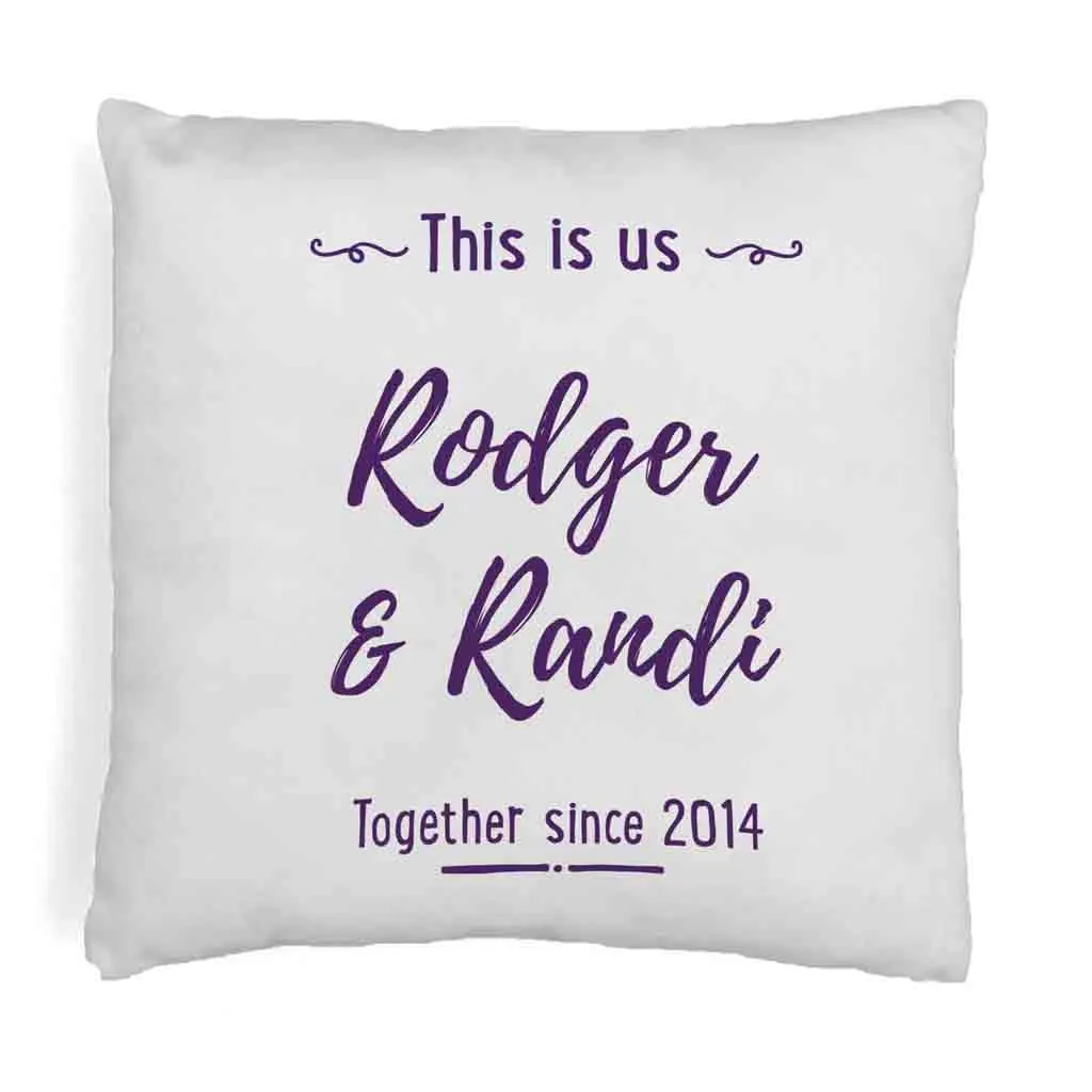 Custom Printed Accent Pillow Cover with Name(s) and Date