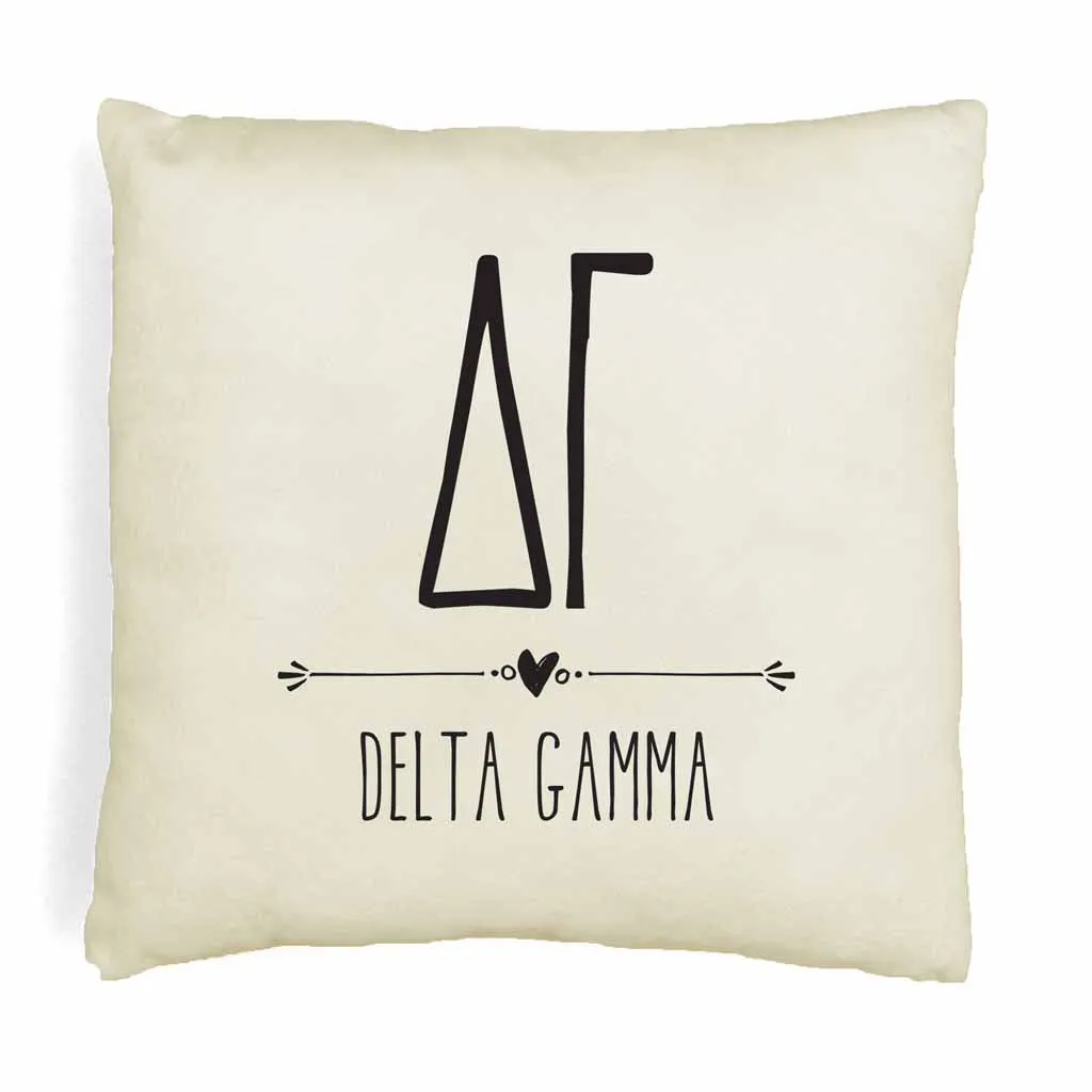 DG Greek Boho Sorority Throw Pillow Cover for Dorm or Apartment