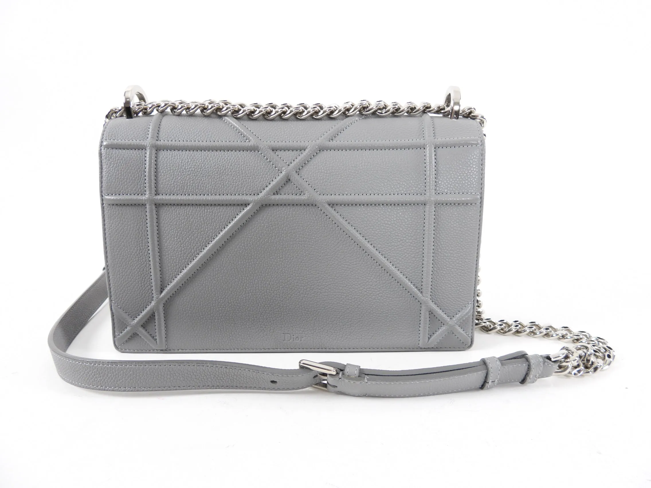 Dior Medium Grey Leather Diorama Flap Bag