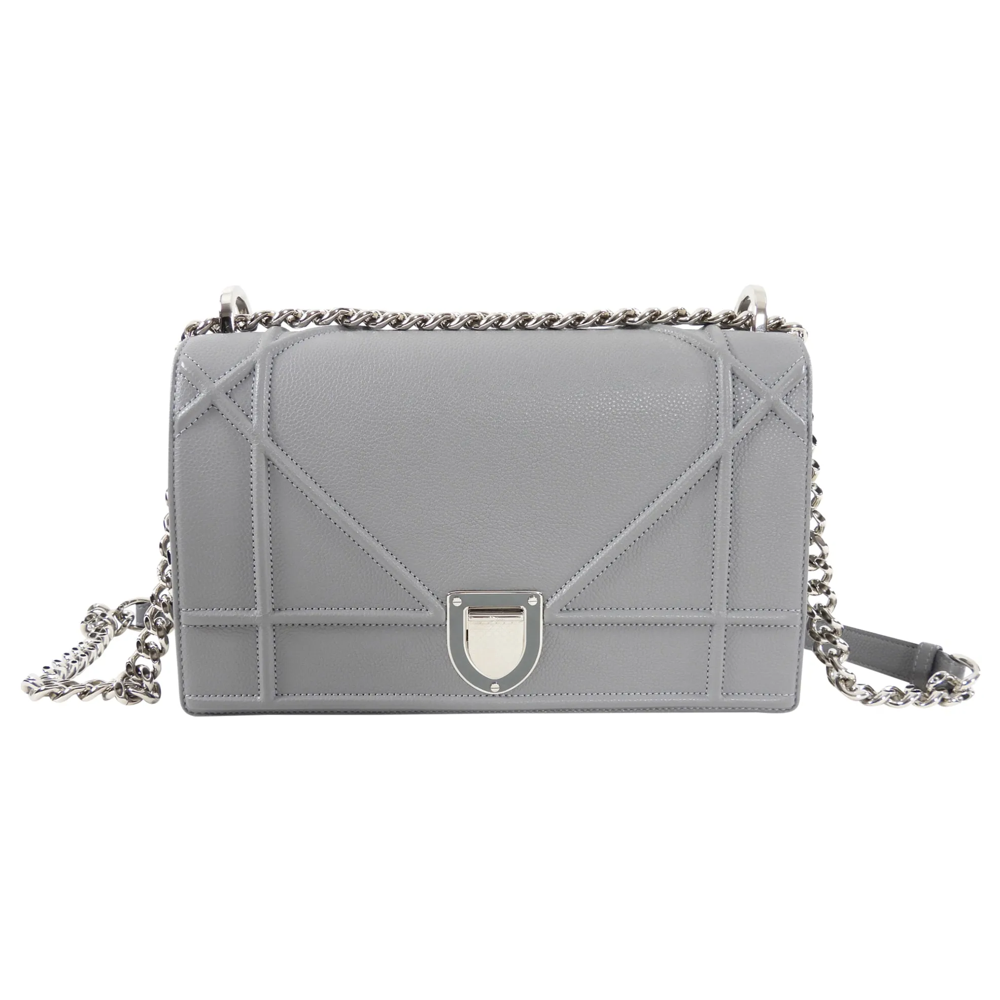 Dior Medium Grey Leather Diorama Flap Bag