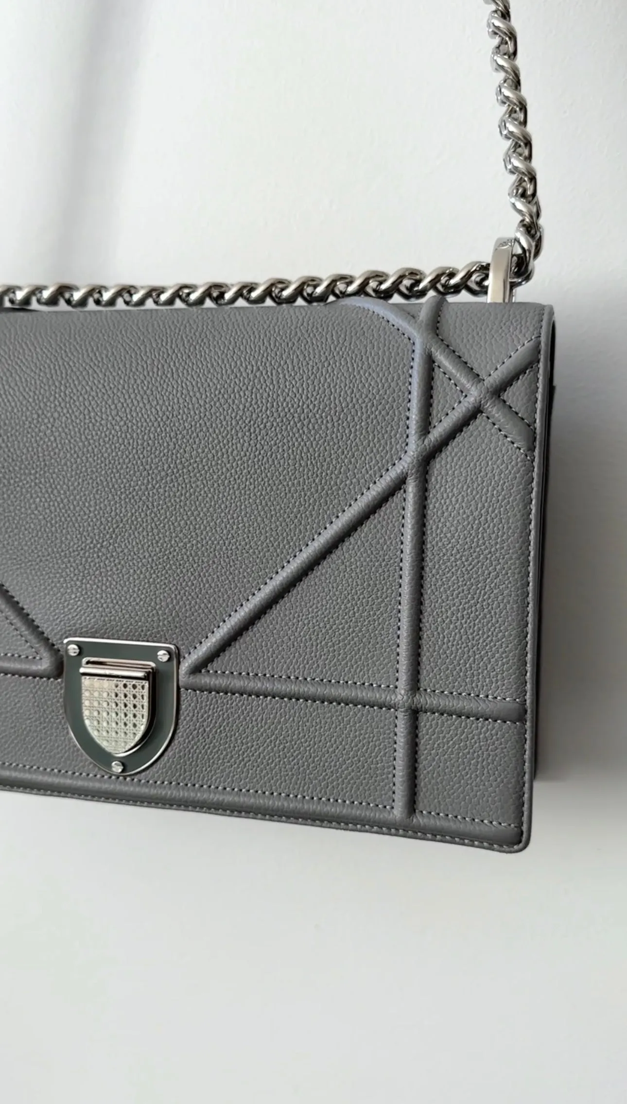 Dior Medium Grey Leather Diorama Flap Bag