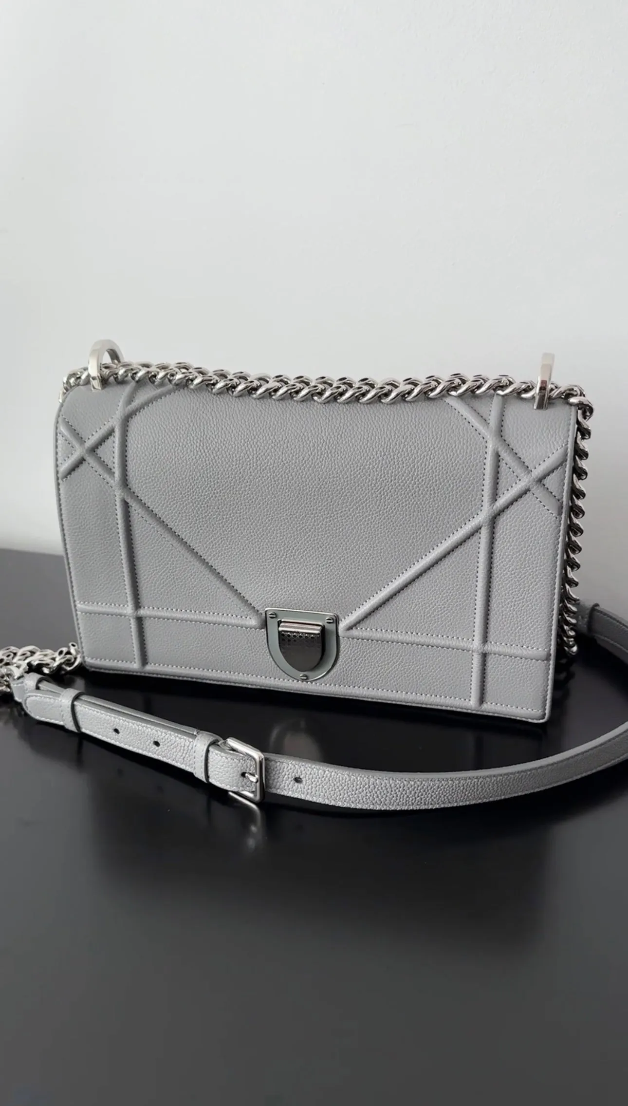 Dior Medium Grey Leather Diorama Flap Bag