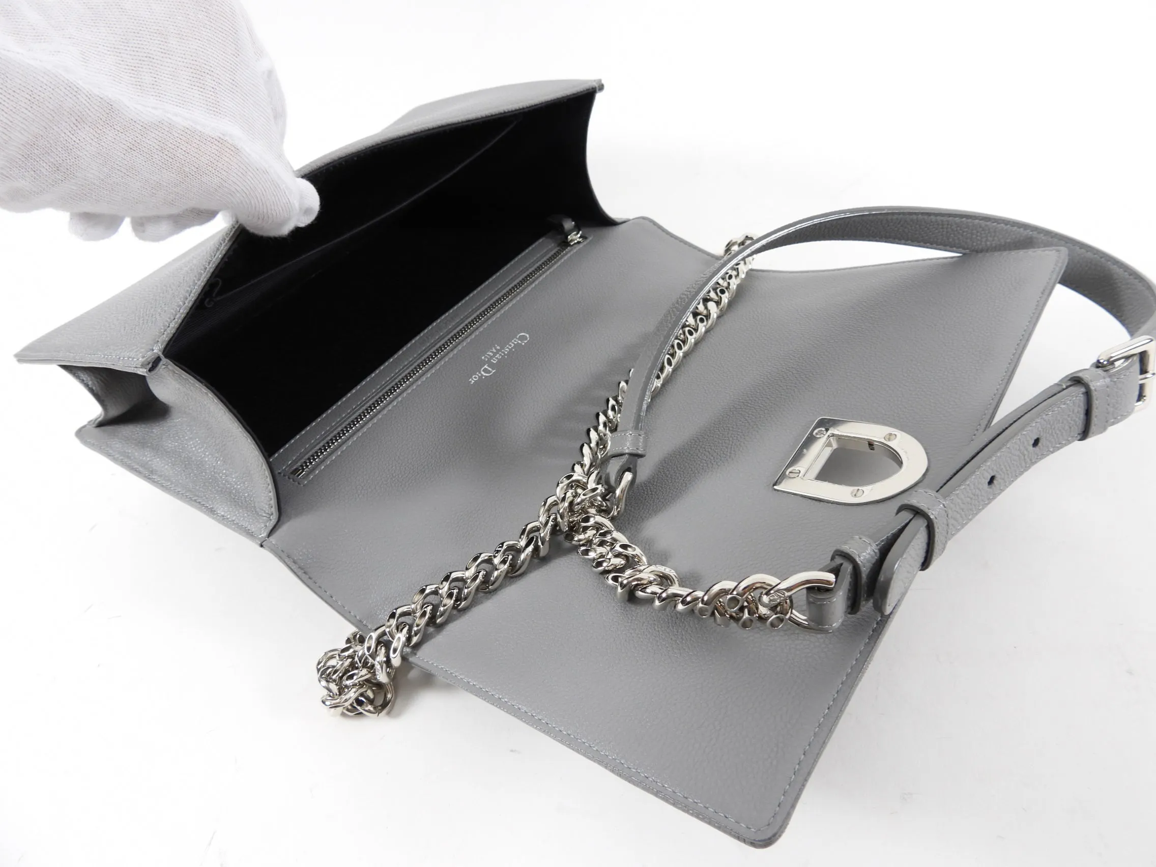 Dior Medium Grey Leather Diorama Flap Bag