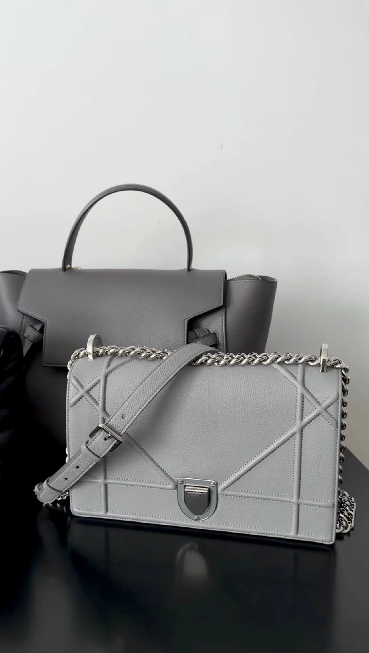 Dior Medium Grey Leather Diorama Flap Bag