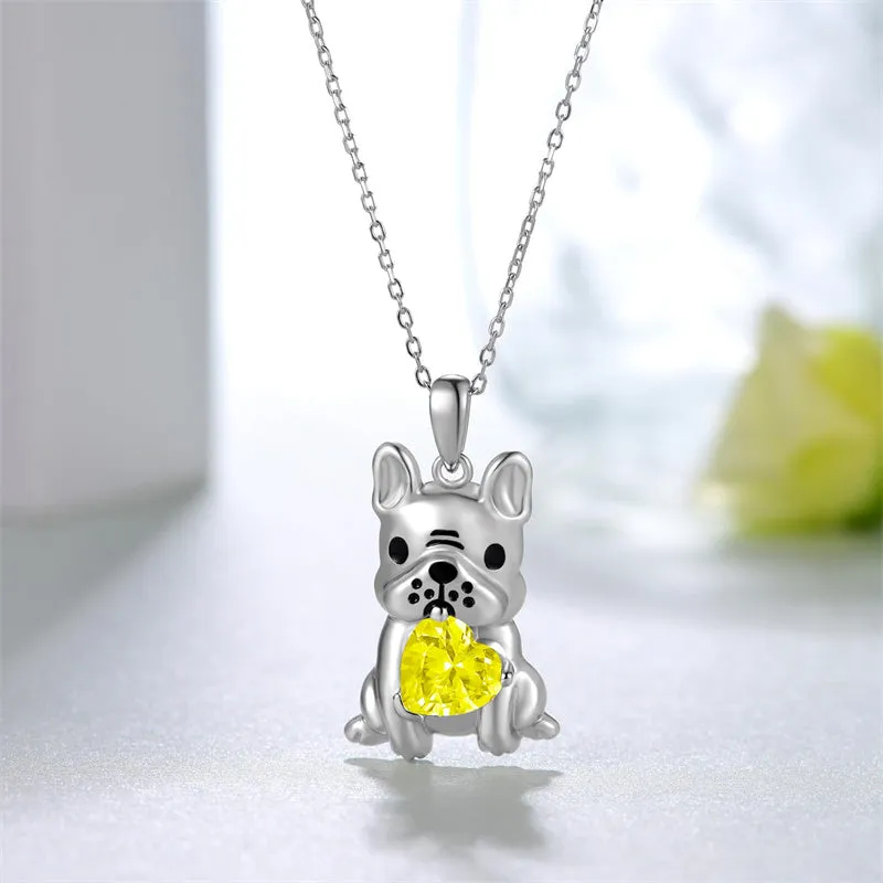 Dog Necklace for Women 925 Sterling Silver French Bulldog Necklace Pug Frenchie Gifts for Daughter Granddaughter Girls Women