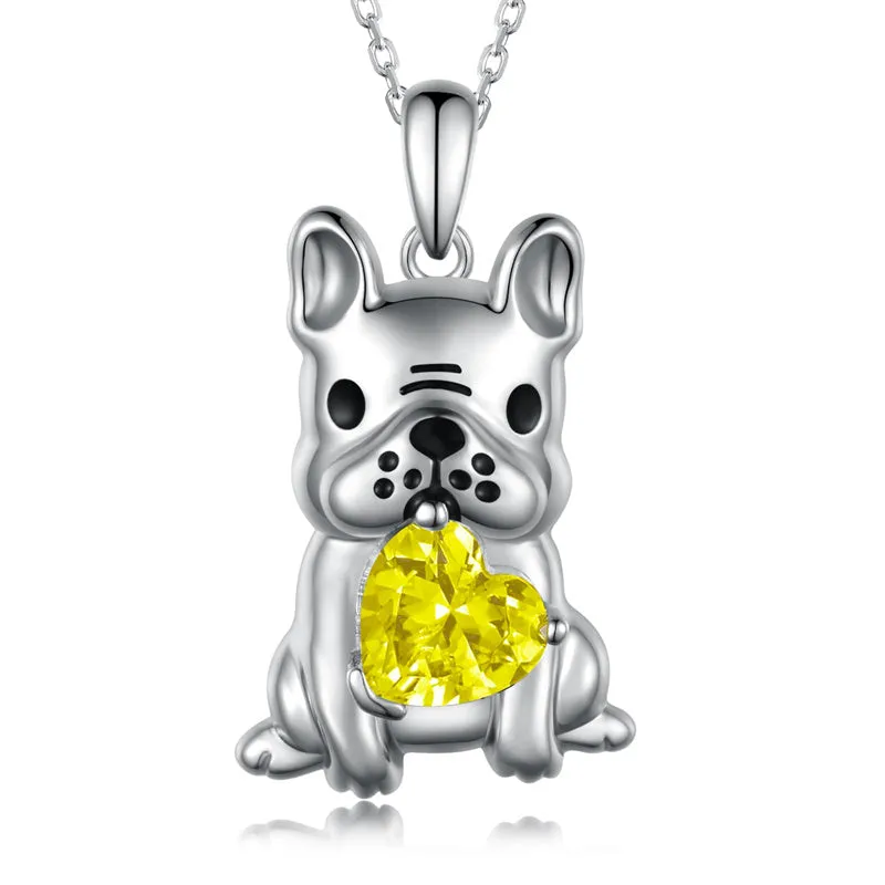 Dog Necklace for Women 925 Sterling Silver French Bulldog Necklace Pug Frenchie Gifts for Daughter Granddaughter Girls Women