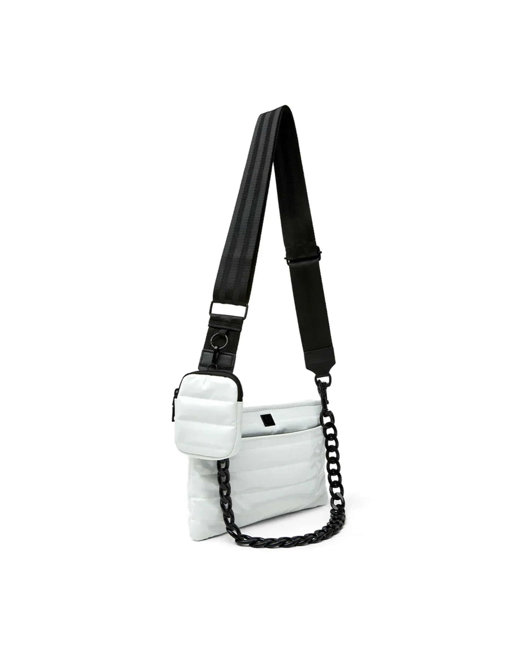 Downtown Crossbody, White Patent