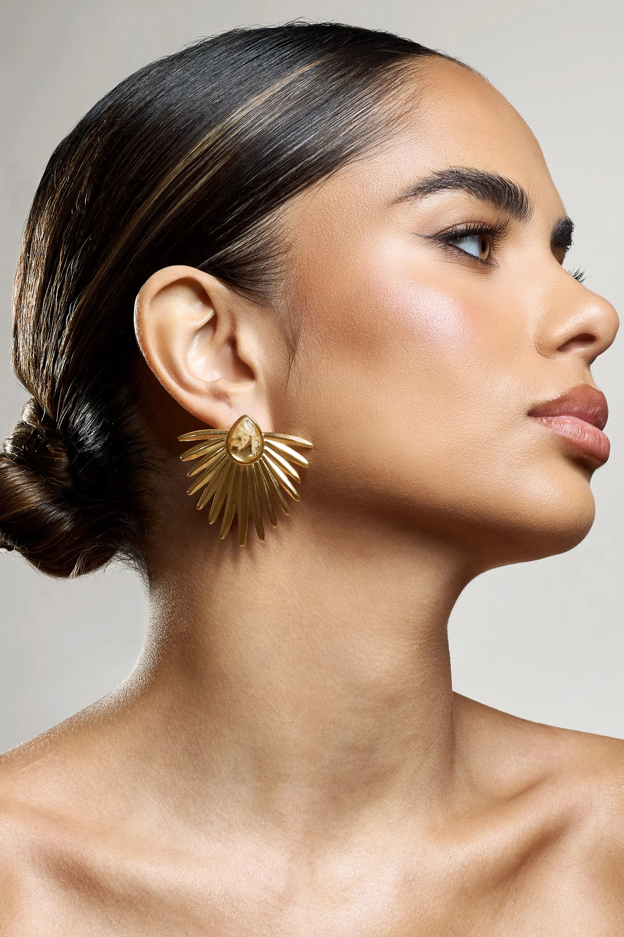 Emira | Gold Statement Earrings With Pendant