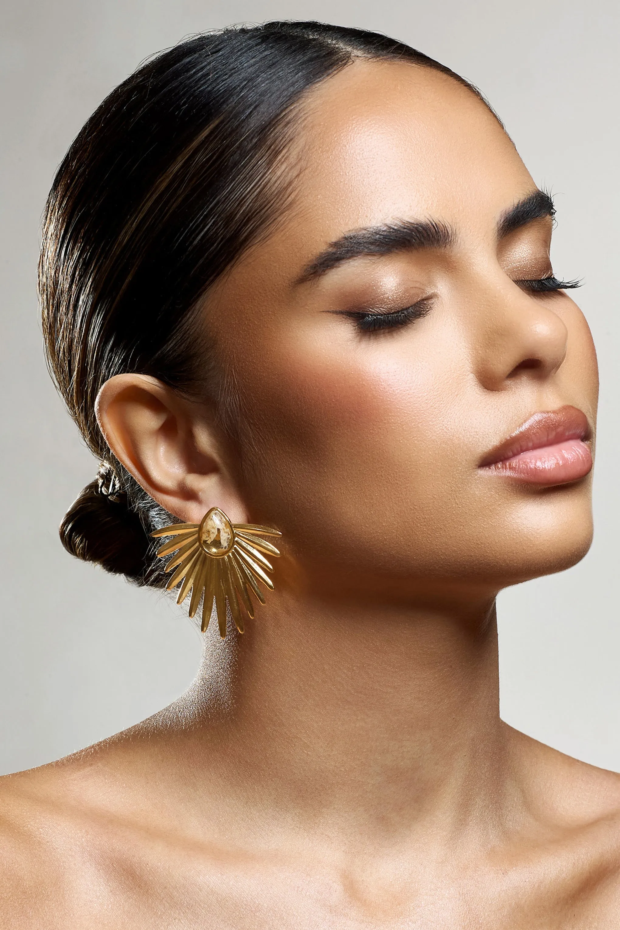 Emira | Gold Statement Earrings With Pendant