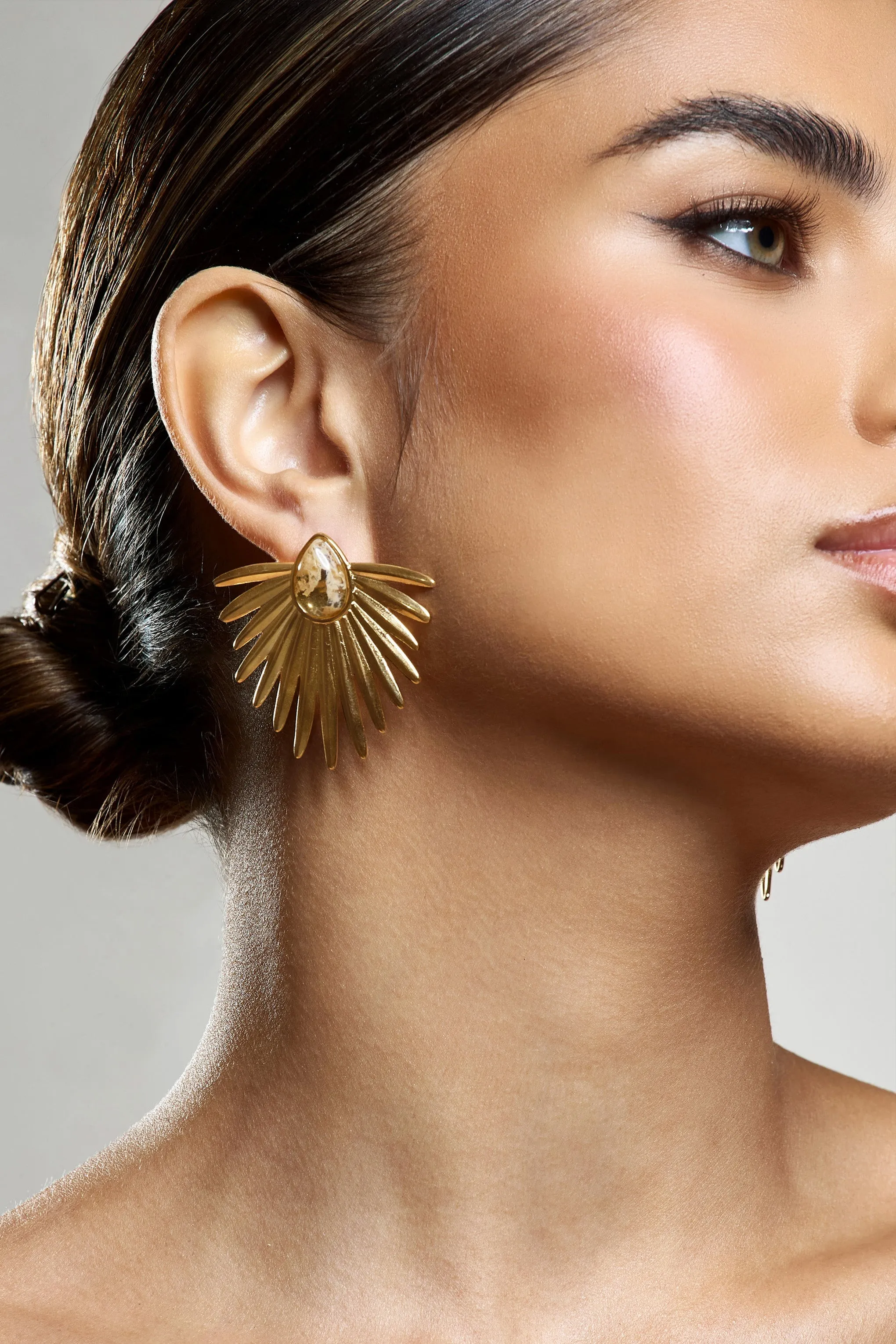 Emira | Gold Statement Earrings With Pendant