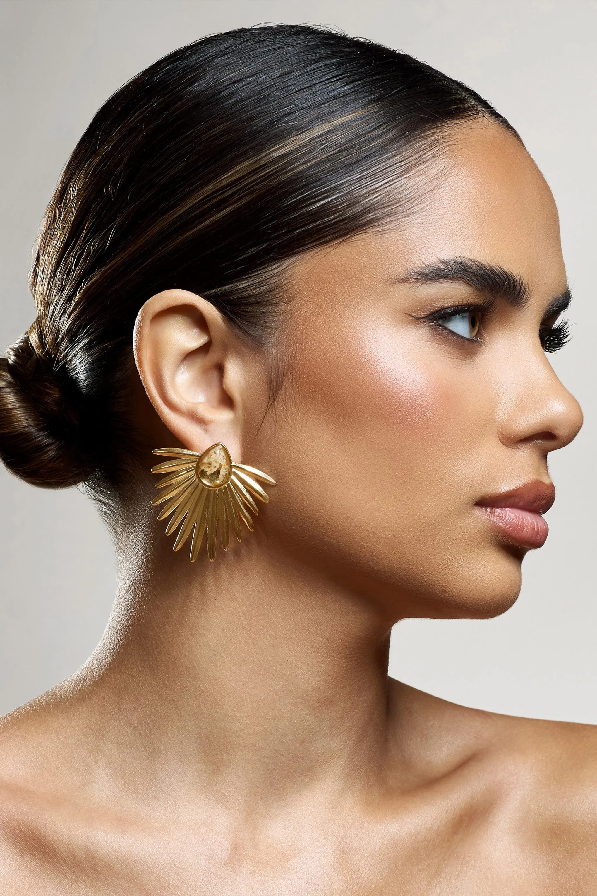 Emira | Gold Statement Earrings With Pendant