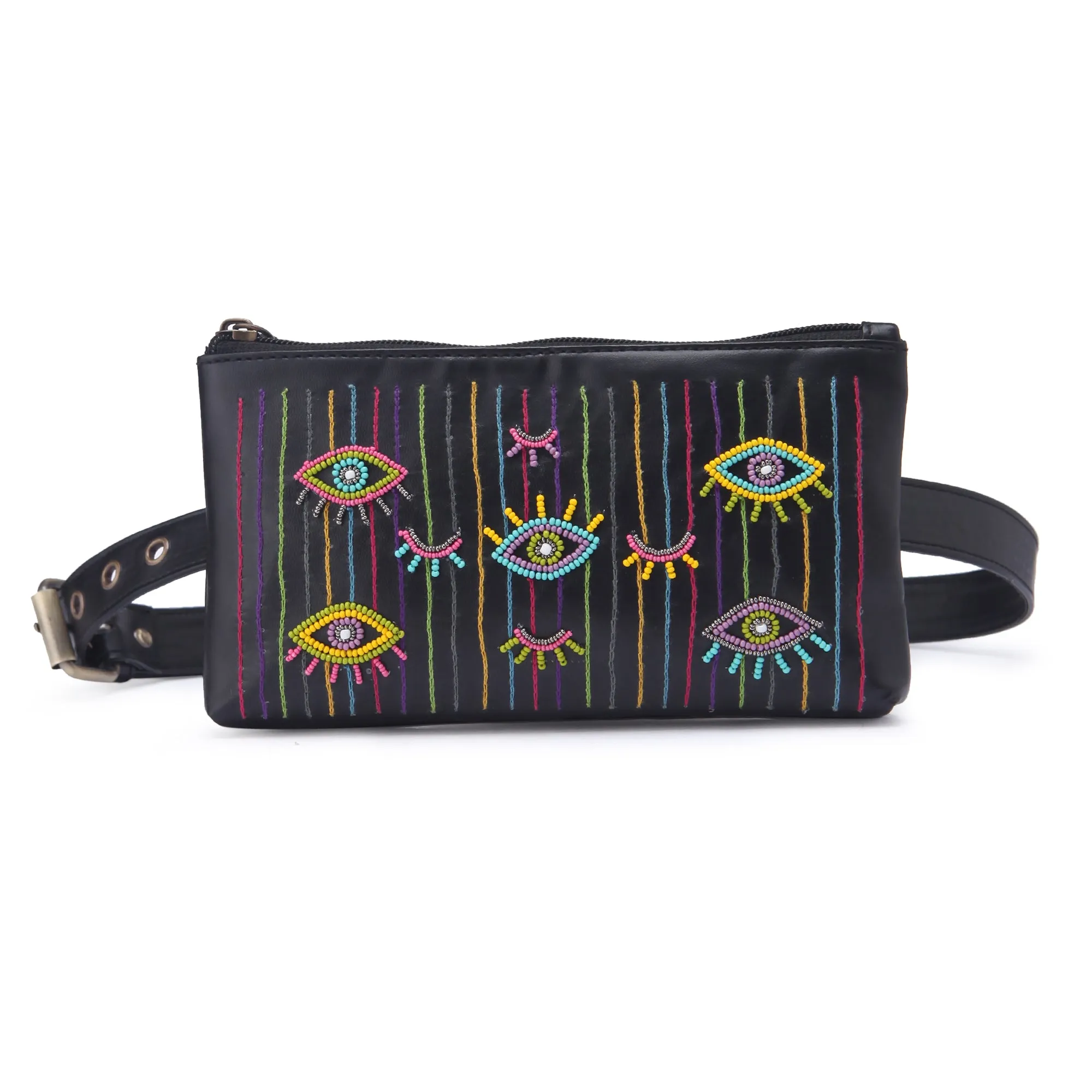 Evil Eye Embroidered waist belt bag for women