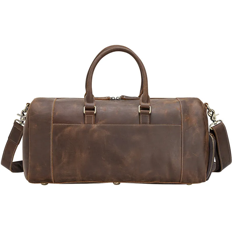 Genuine Leather Overnight Travel Duffel Weekender