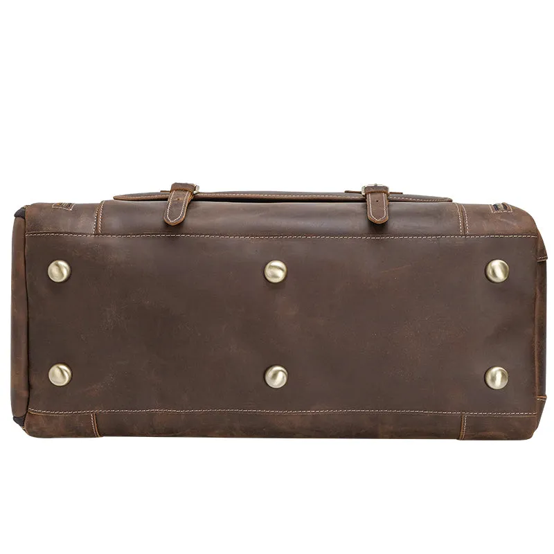 Genuine Leather Overnight Travel Duffel Weekender