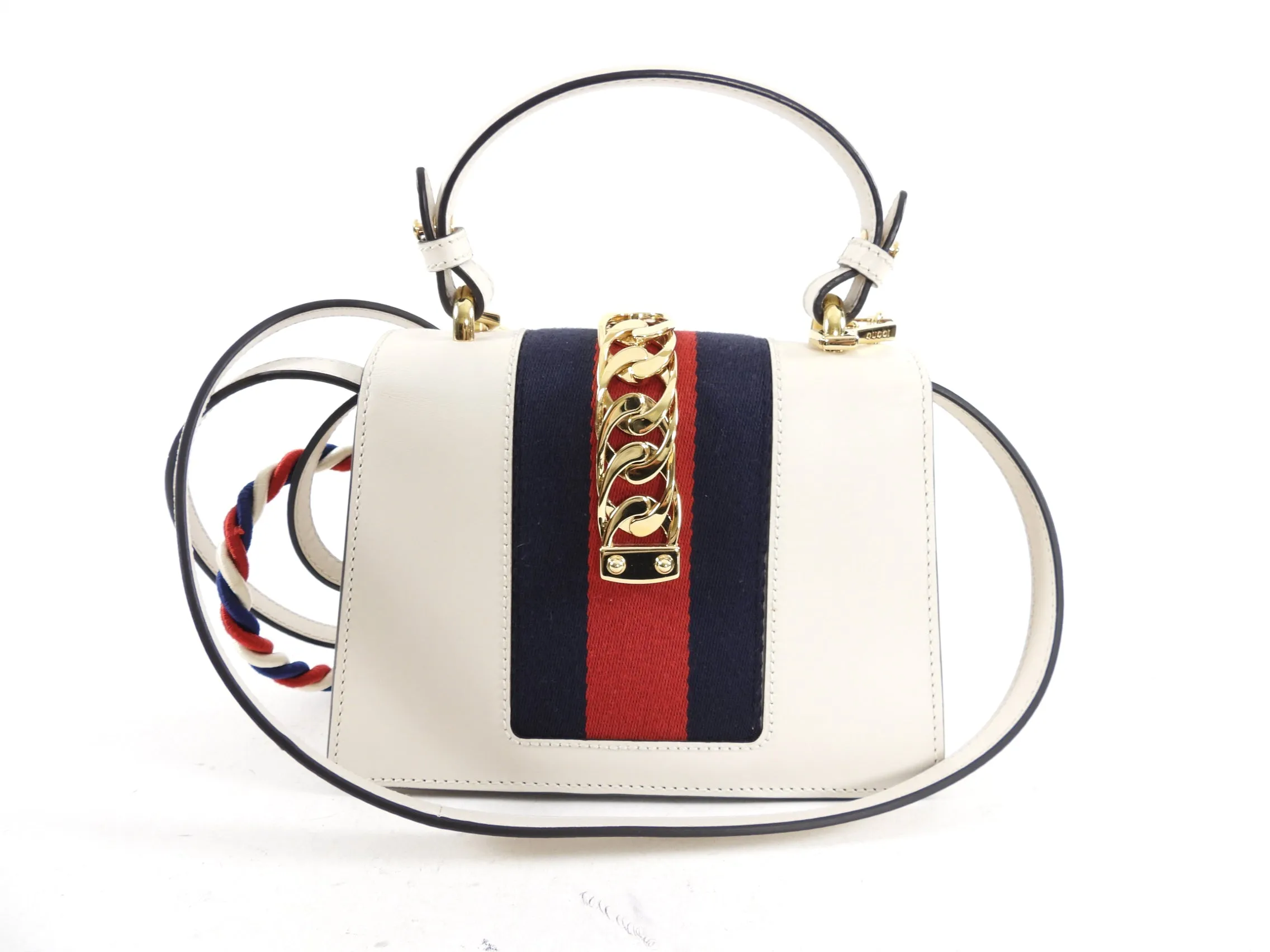 Gucci Sylvie Mini Ivory Leather Crossbody Bag