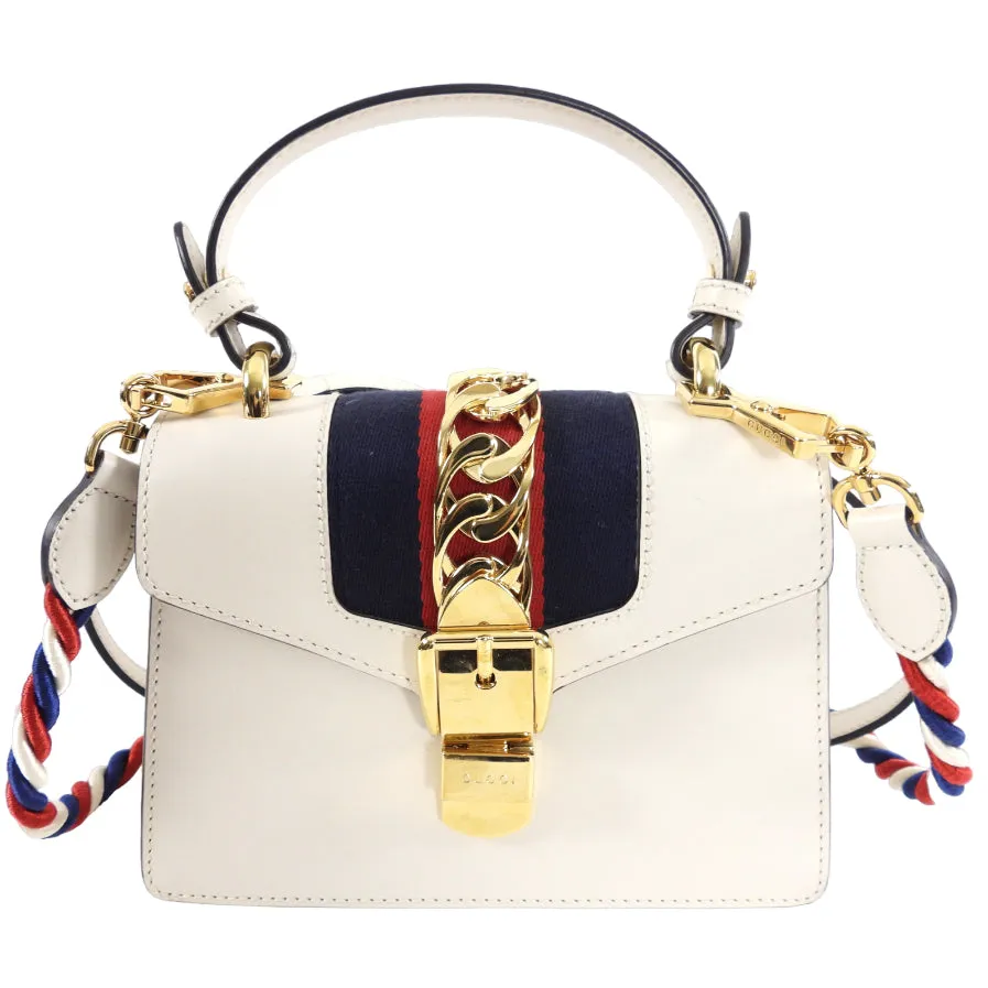 Gucci Sylvie Mini Ivory Leather Crossbody Bag