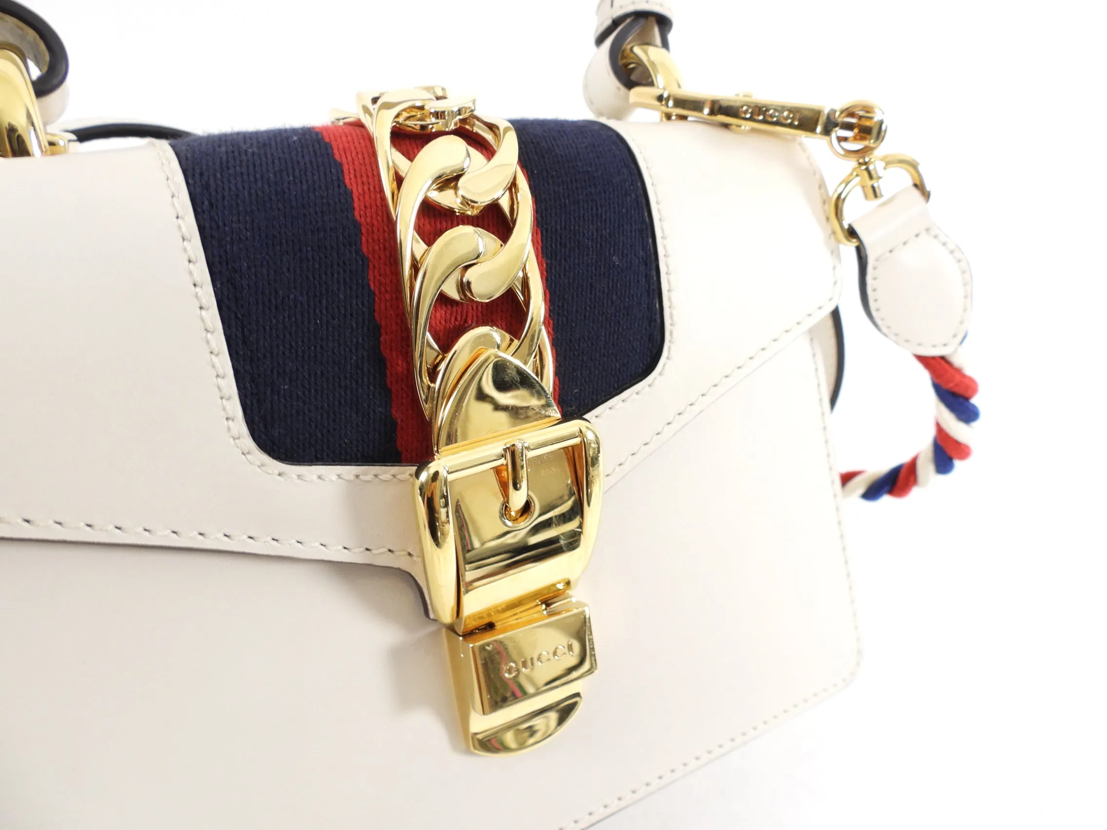 Gucci Sylvie Mini Ivory Leather Crossbody Bag