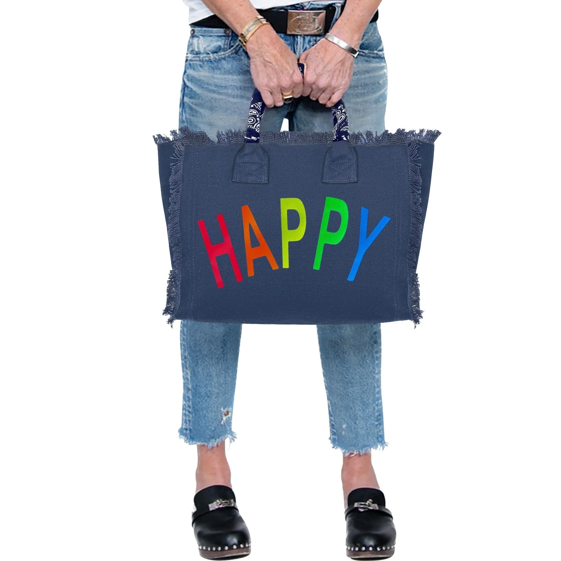 Happy Canvas Fringe Tote Bag